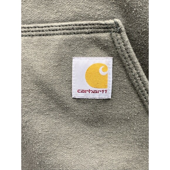 Carhartt Full Zip Fleece Hoodie Men Loose Fit Pockets Olive Green Worker Size XL - Picture 5 of 16